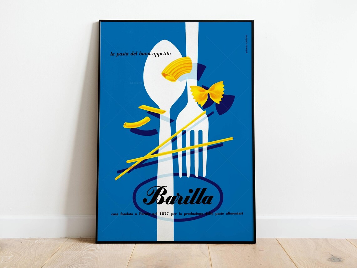 Vintage Retro Pasta Italy Travel Poster Print - Image 3