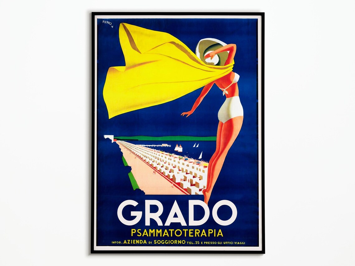 Grado Italy Travel Poster, European Wall Art