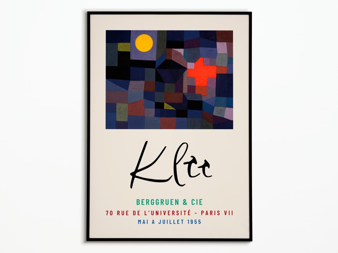 Paul Klee 1955 Berggruen Exhibition Yellow Sun Abstract Art Poster
