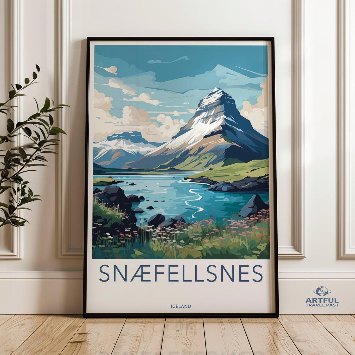 Snaefellsnes Iceland Kirkjufell Mountain Lake Scenic Travel Poster