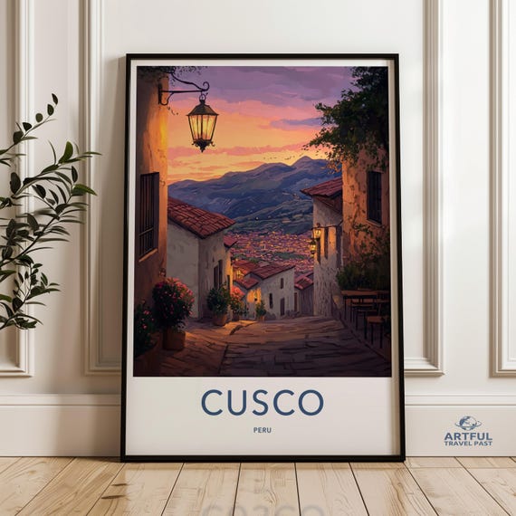 Cusco Peru Wall Art Print Travel Poster Vintage Style Cityscape Painting For Home Decor Southeast