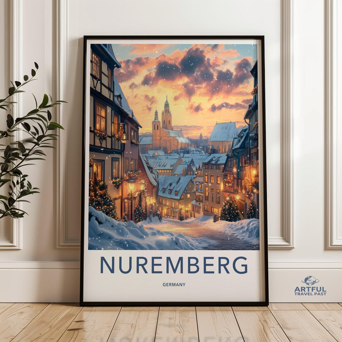 Nuremberg Germany Winter Snow Old Town Travel Landscape Poster