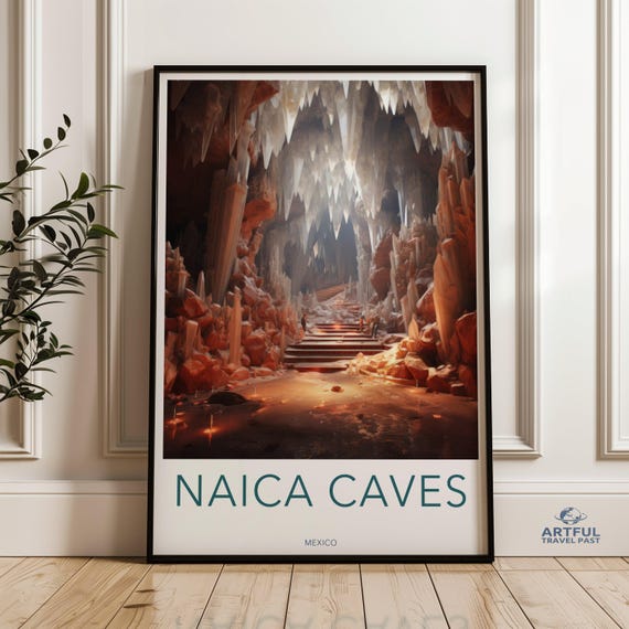 Naica Caves Wall Art Crystal Cave Poster Mexico Travel Decor Exploration Artwork Unique Landscape Print Home Gift