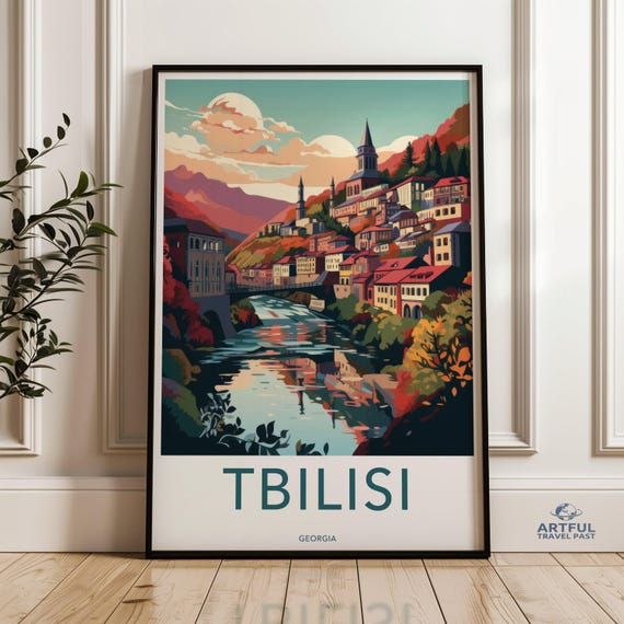 Tbilisi Wall Art Georgia Travel Poster Cityscape Print Colorful Decor Modern Home Gift For Travelers Scenic