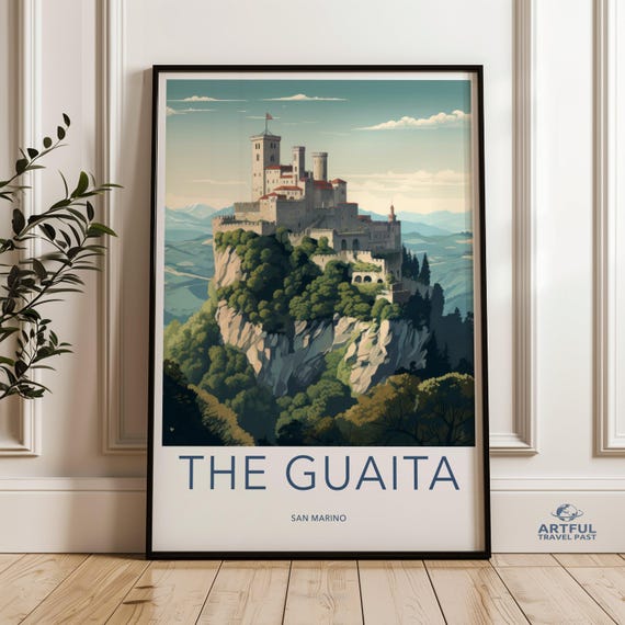 The Guaita San Marino Wall Art Historic Fortress Print Scenic Landscape Artwork Beautiful Castle Decor Vintage Style Poster