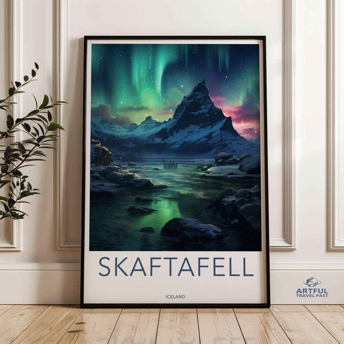 Skaftafell Iceland Landscape, Northern Lights Art Print