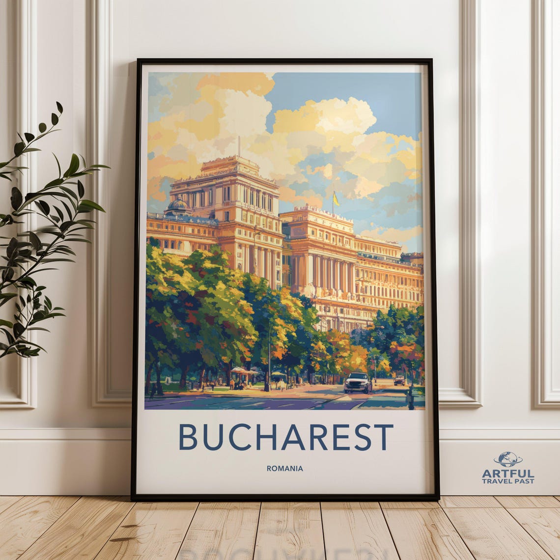 Bucharest Romania Wall Art Print Cityscape Illustration Artwork Fine Decor Travel Poster Home And Office Decoration