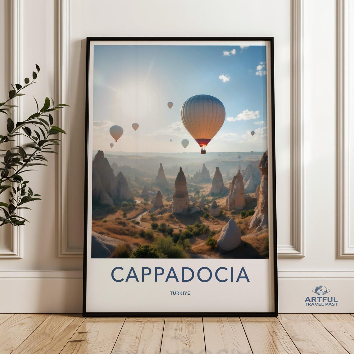 Cappadocia Turkiye Hot Air Balloons Poster Fairy Chimney Valley View