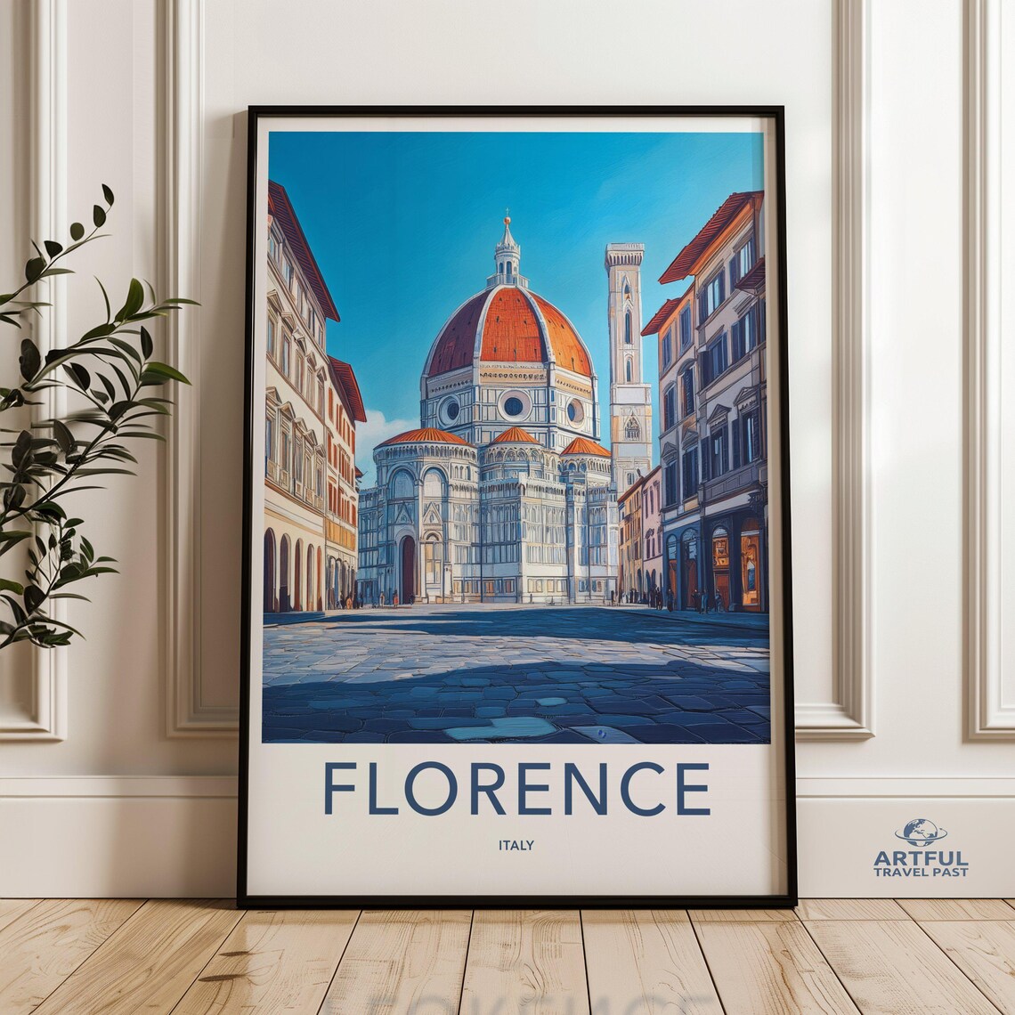Florence Italy Duomo Cathedral Dome Bell Tower Travel Poster