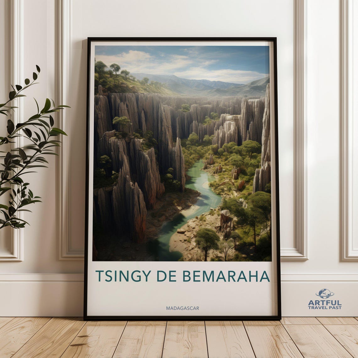 Tsingy de Bemaraha Madagascar Limestone Forest Travel Poster Art
