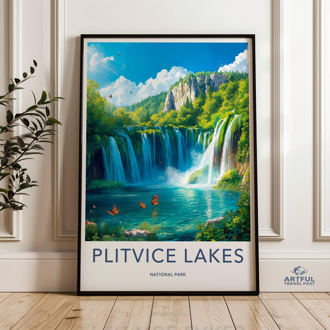 Plitvice Lakes National Park Waterfalls Turquoise Nature Poster