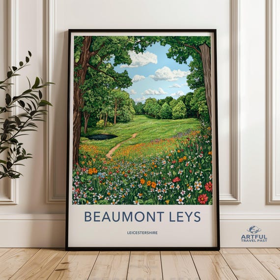 Beaumont Leys Wall Art Leicestershire Print Meadow Flowers Landscape Park Scene Decor Countryside Artwork Nature Illustration