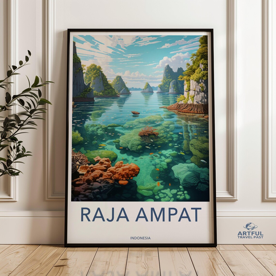 Raja Ampat Indonesia Coral Reef Fish Turquoise Water Travel Poster