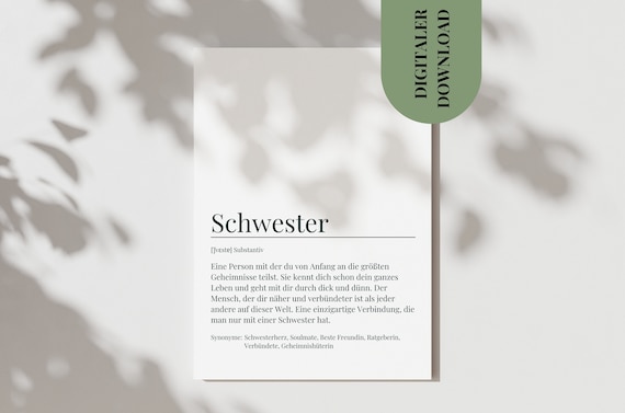 Sister Gift Definition Personal Card Birthday Art Print