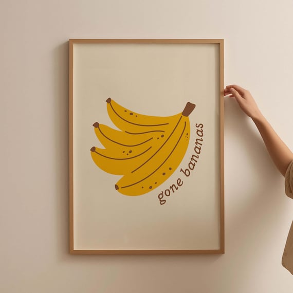 Gone Bananas Yellow Fruit Mid Century Retro Kitchen Fun Poster