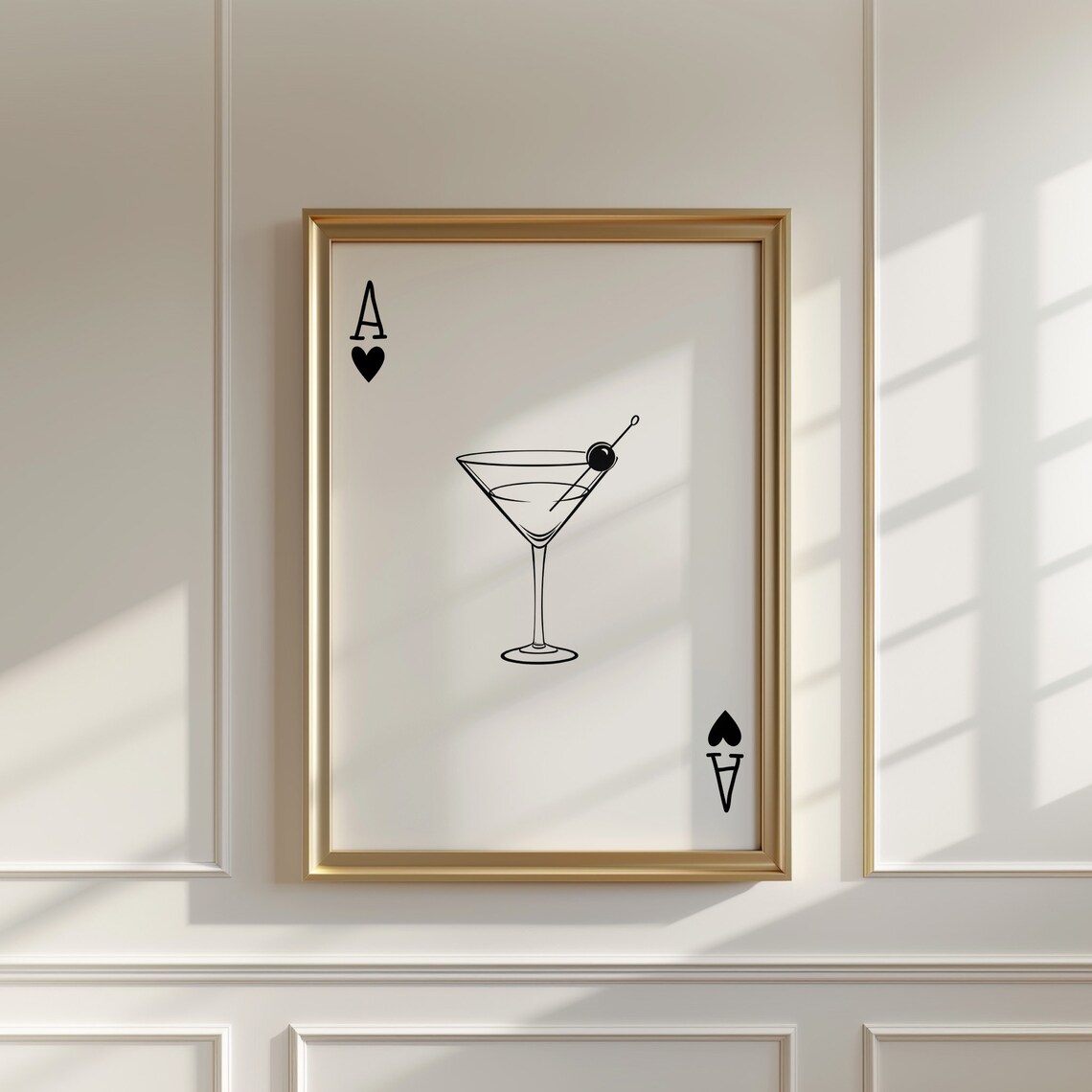 Ace Of Hearts Cocktail Poster Minimalist Martini Bar Cart Decor Art