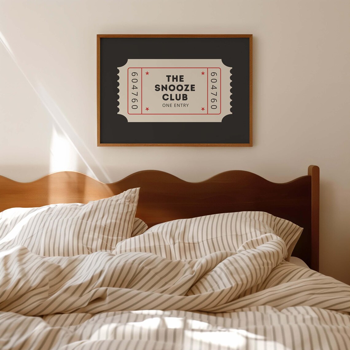 The Snooze Club Above Bed Poster, Neutral Bedroom Decor - Image 2