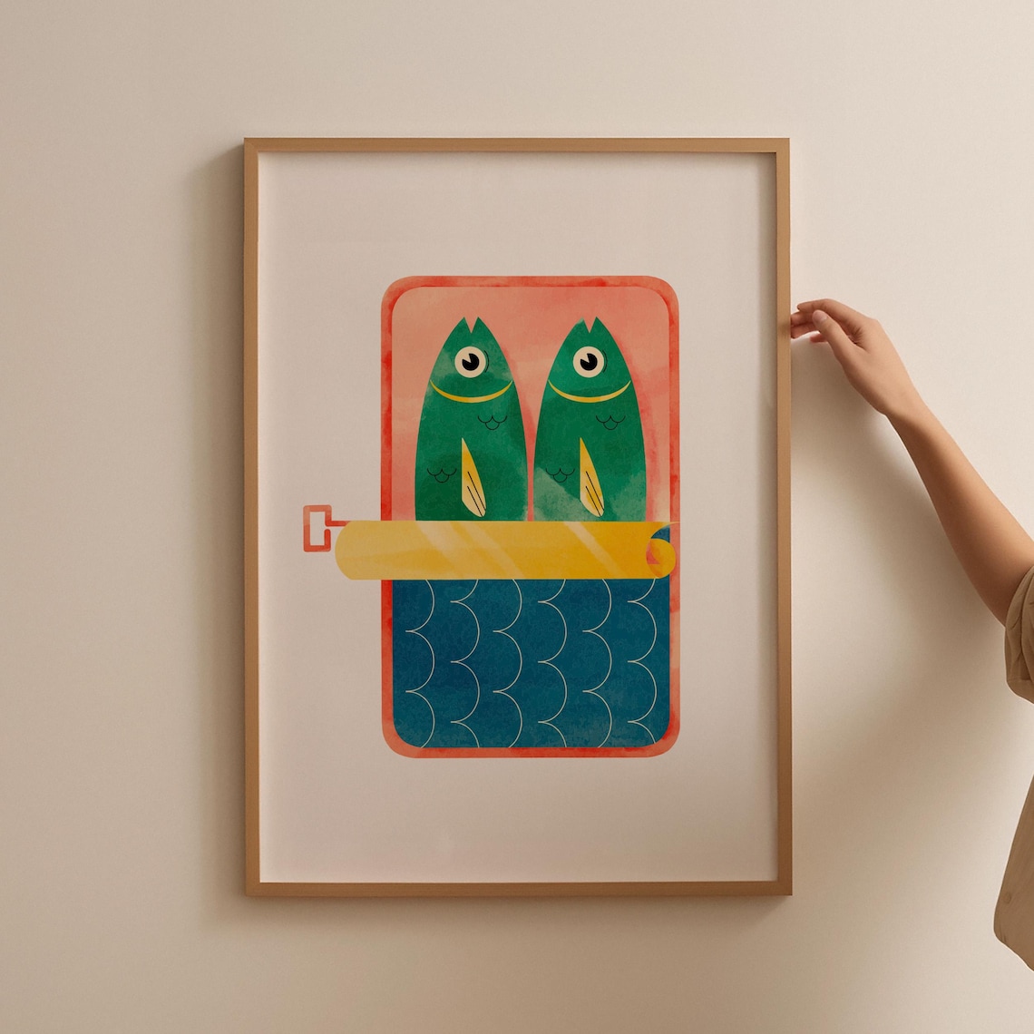 Sardines Kitchen Wall Art, Retro Food Fish Print