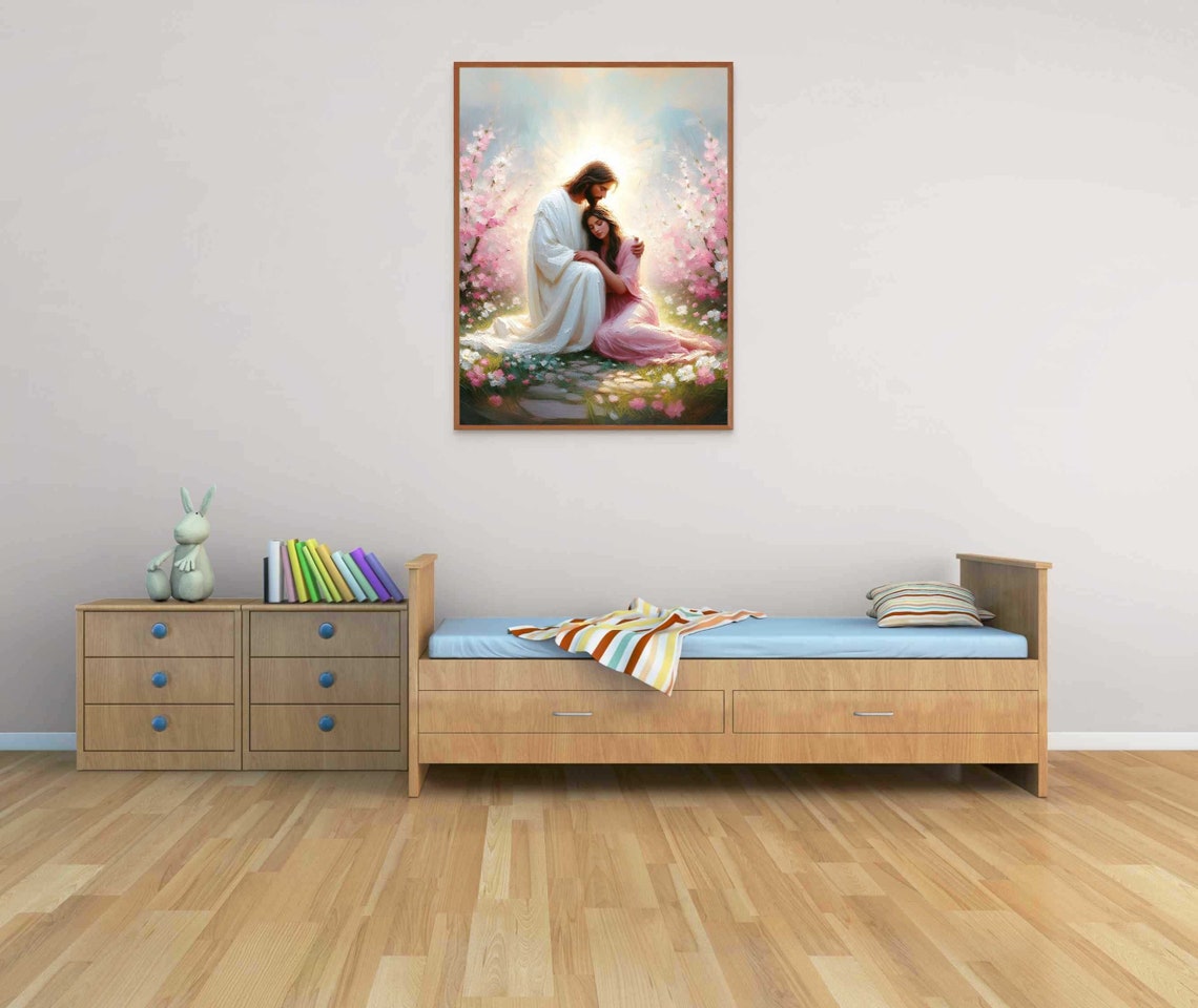Nature And Love Christian Wall Art Jesus With Woman Picture Of Jesus Art Lds Bible Painting Modern Christian Art For Women - Image 3