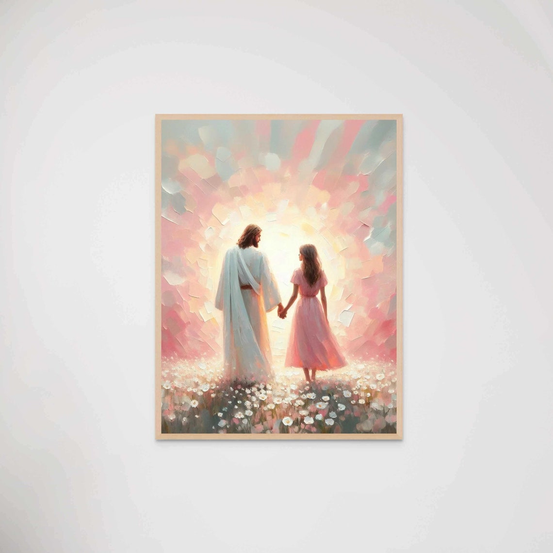 With Him Christian Art Jesus With Girl Picture Of Jesus Lds Wall Art Bible Painting Jesus With Kids Picture Of Christ
