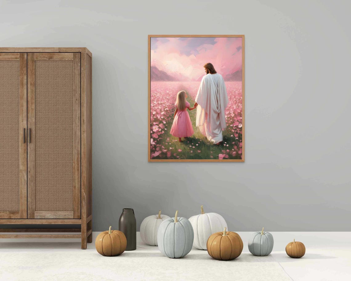 Your Path His Support Christian Painting Jesus With Girl Jesus Art Lds Painting Bible Prints Jesus And Children Art Picture Of Jesus - Image 2