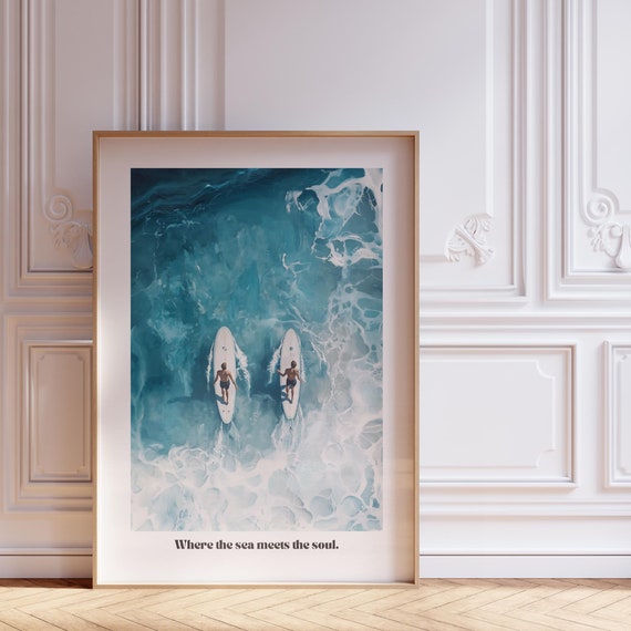 Surf Poster Coastal Wall Art For Beachy Room Decor Surf And Wave Print Meet Me At The Beach Above Couch Art For Coastal Style