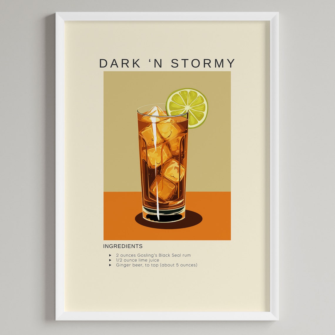 Dark 'N Stormy Gosling's Rum Cocktail Recipe Minimalist Poster