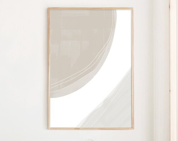 Neutral Beige Abstract Art Print, Modern Minimalist