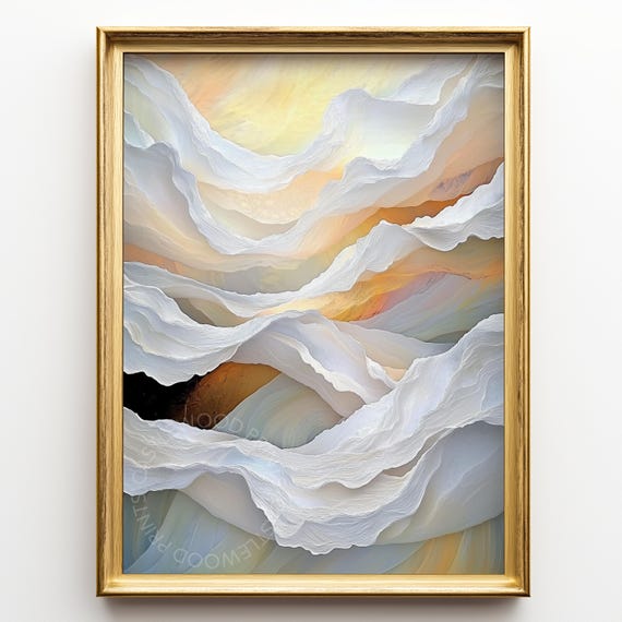 Abstract Mountain Landscape Painting Moody Earthy Sky Wall Art Rustic Textured Layers Modern Decor Print 466