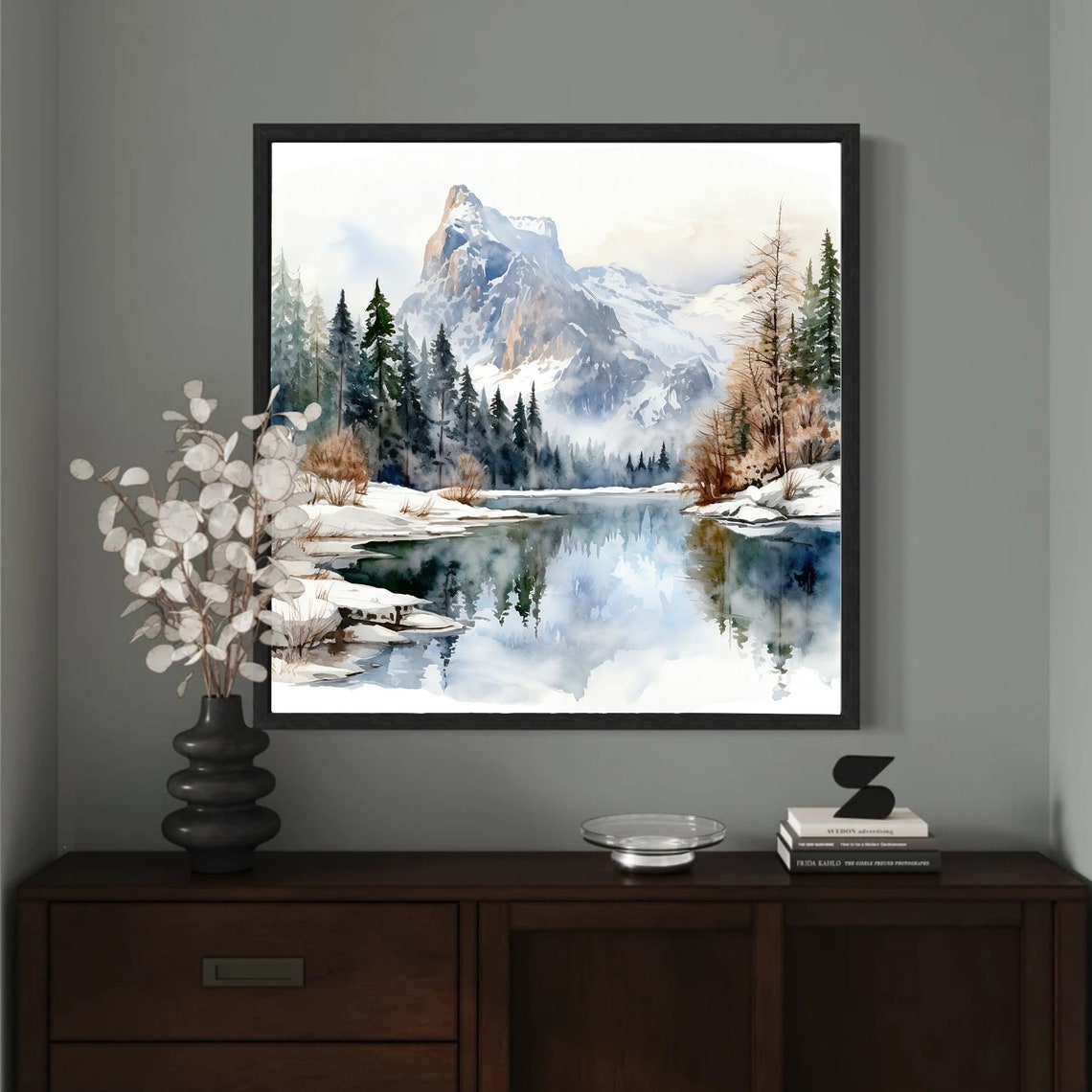 Winter Mountain Landscape Neutral Wall Art - Image 3