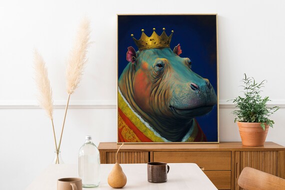 King Hippo Wall Art Home Decor Print Poster