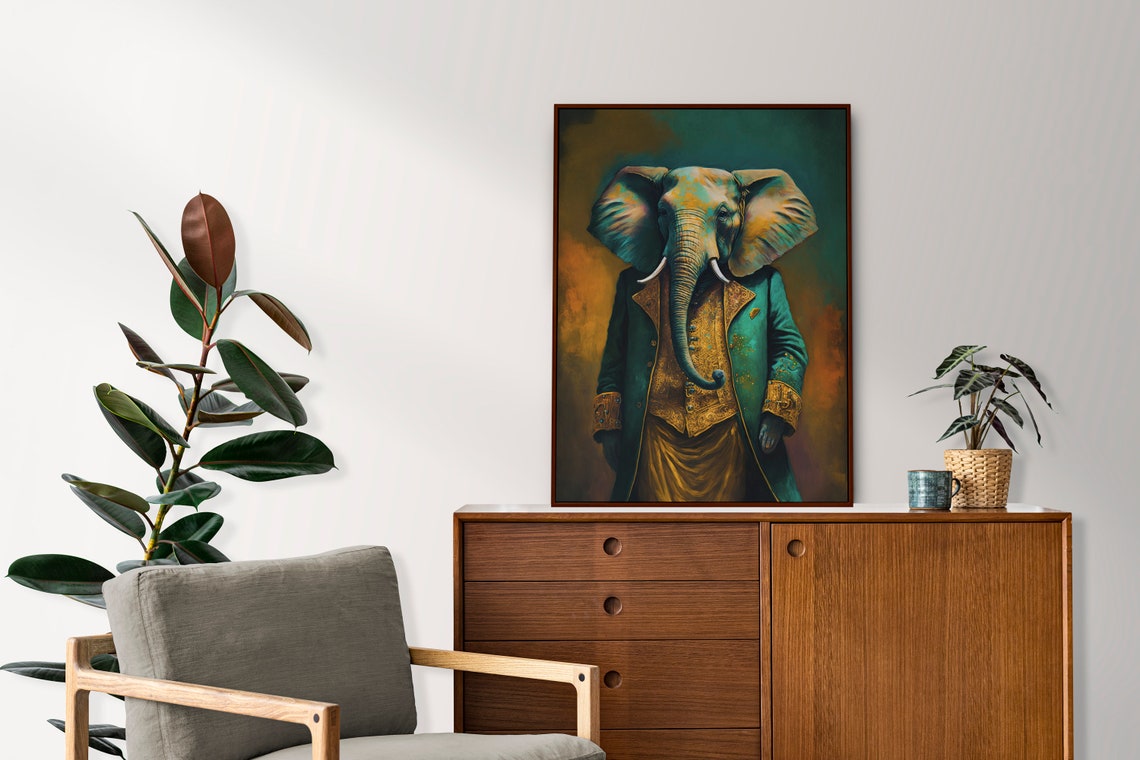 Gentleman Elephant Victorian Suit Funny Regal Animal Art Poster