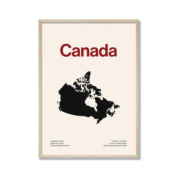 Canada Map, Minimalist Modern Travel Poster