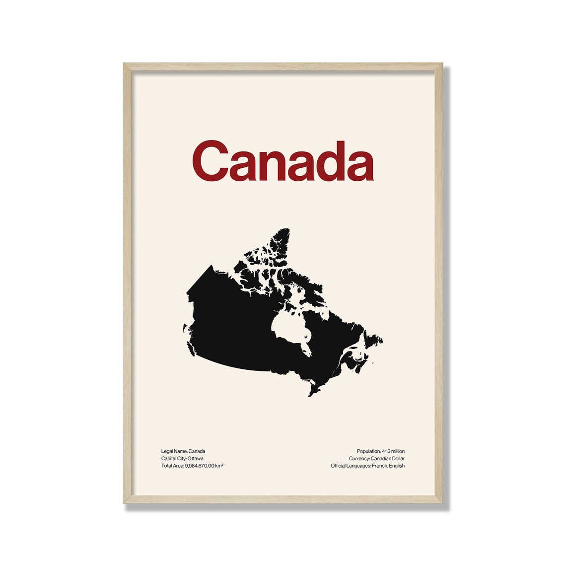 Canada Map, Minimalist Modern Travel Poster