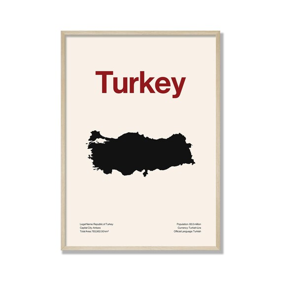 Turkey Map Poster, Minimalist Travel Poster