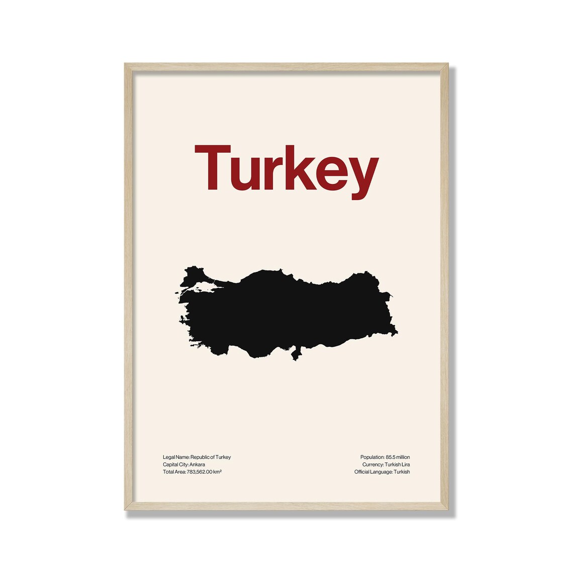 Turkey Map Poster, Minimalist Travel Poster