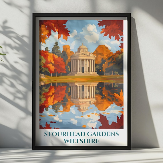 Stourhead Gardens Wiltshire Autumn Travel Poster