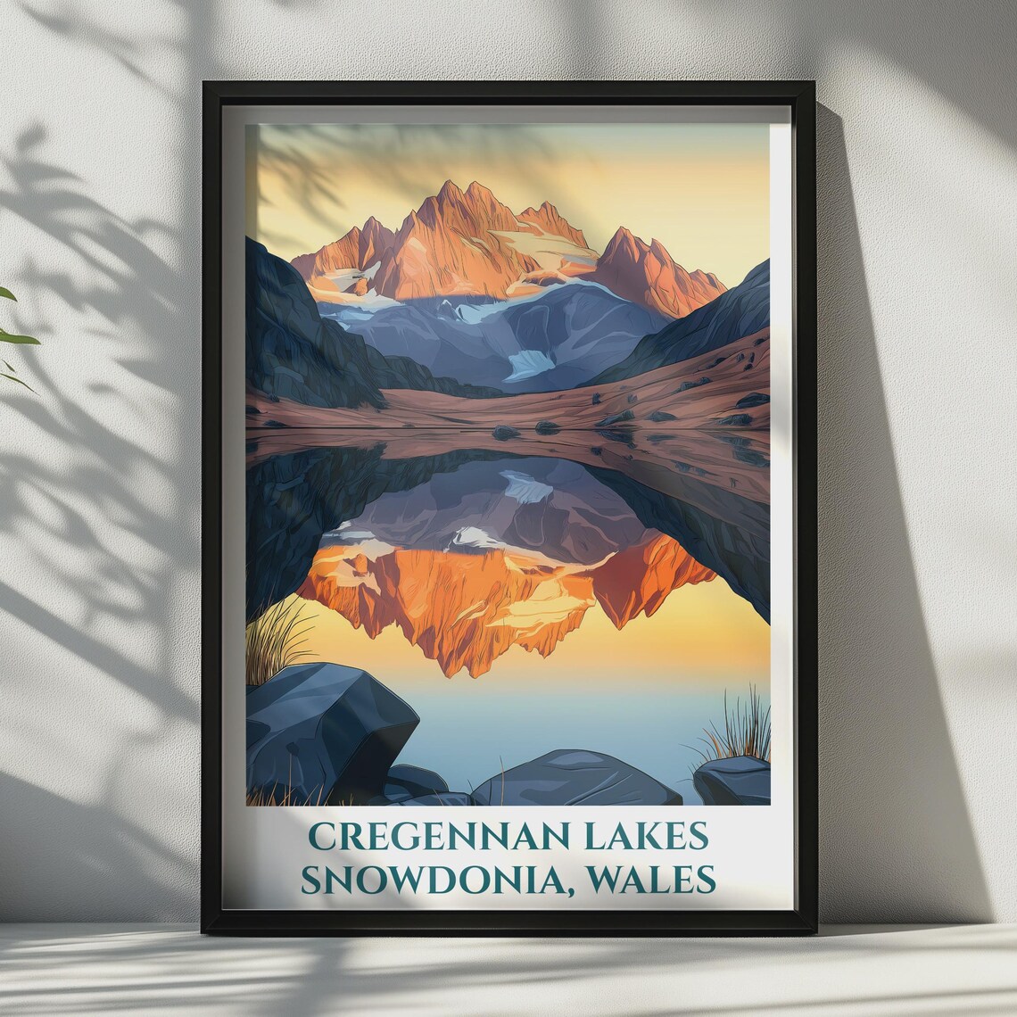 Cregennan Lakes Snowdonia Wales Travel Poster Mountain Lake Reflection Wall