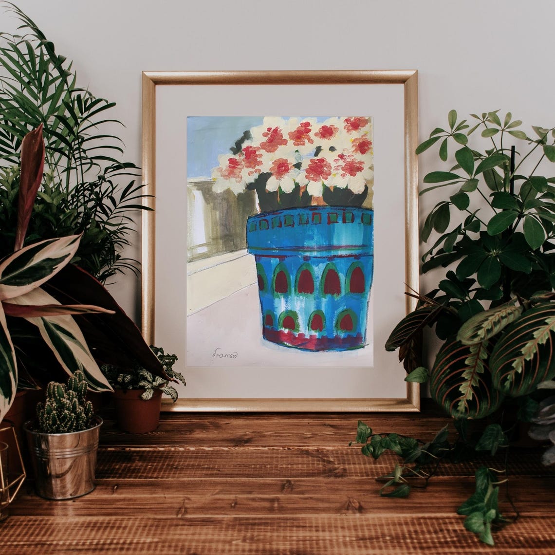 Bold Abstract Wall Art Print Poster Blue Wall Art Modern Wall Art Abstract Painting Housewarming Gift Vase Painting Living Room Decor