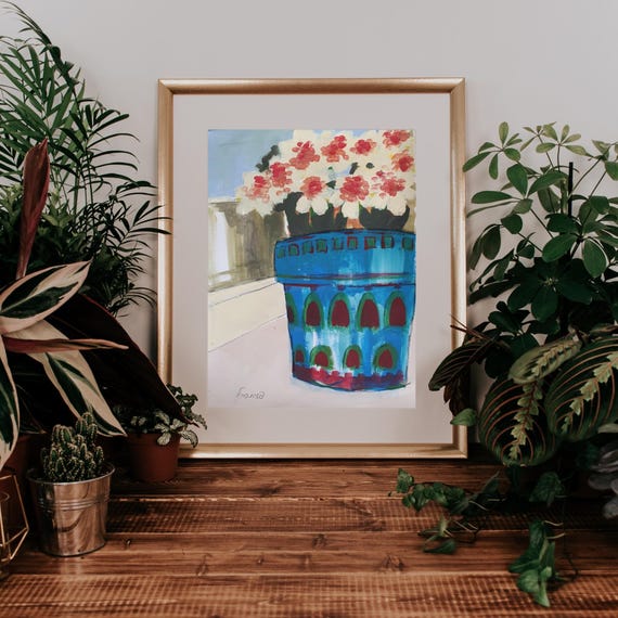 Bold Abstract Wall Art Print Poster Blue Wall Art Modern Wall Art Abstract Painting Housewarming Gift Vase Painting Living Room Decor