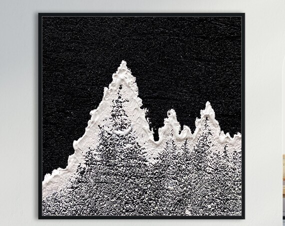 Minimalist Mountain Abstract, Black And White Art Print