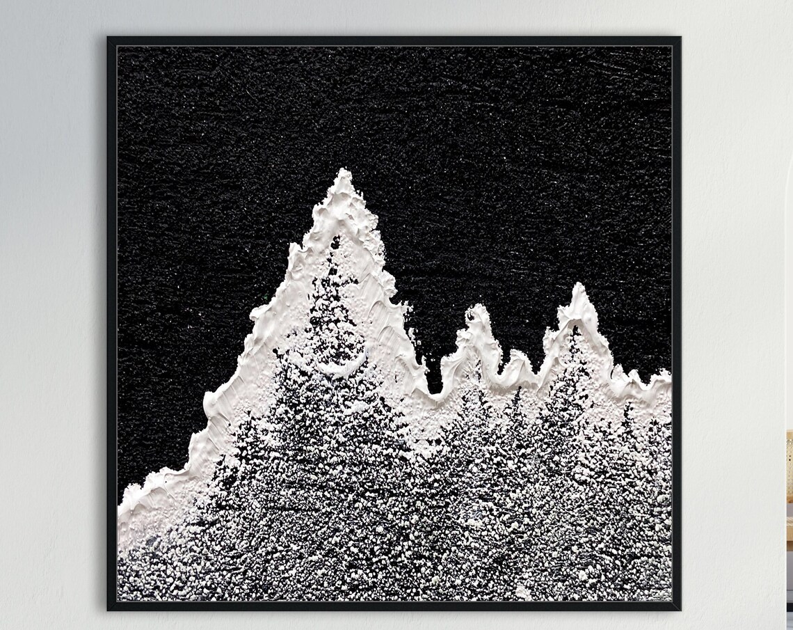 Minimalist Mountain Abstract, Black And White Art Print