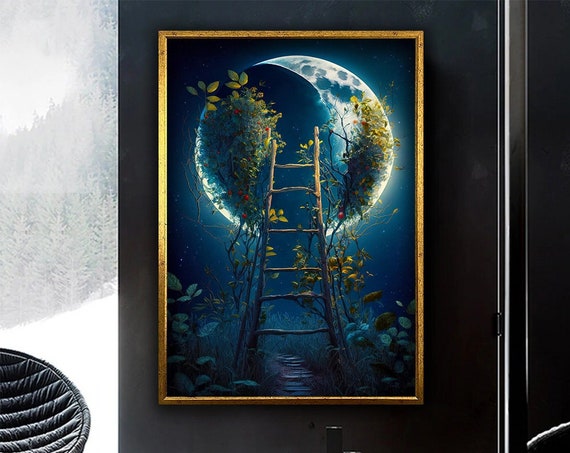 Staircase Design Reaching To The Sky Ivy Staircase Design Wall Decor Print Ready To Hang Painting Home Decor