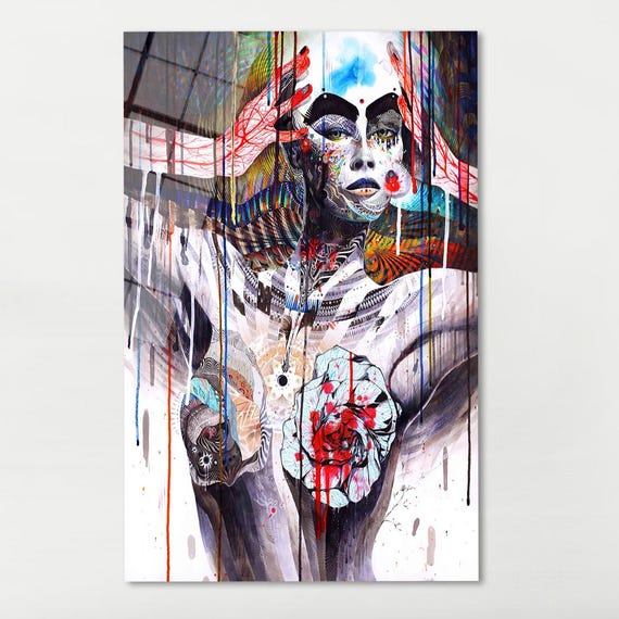 Naked Woman Drawing Art Decor Abstract Glass Wall Modern Kitchen Bedroom