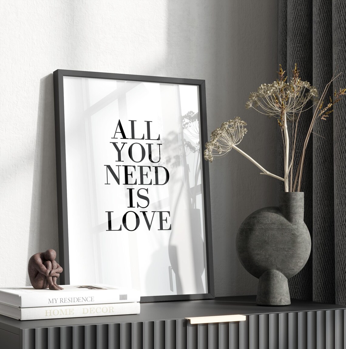 All You Need Is Love Art Print, Minimalist Quote
