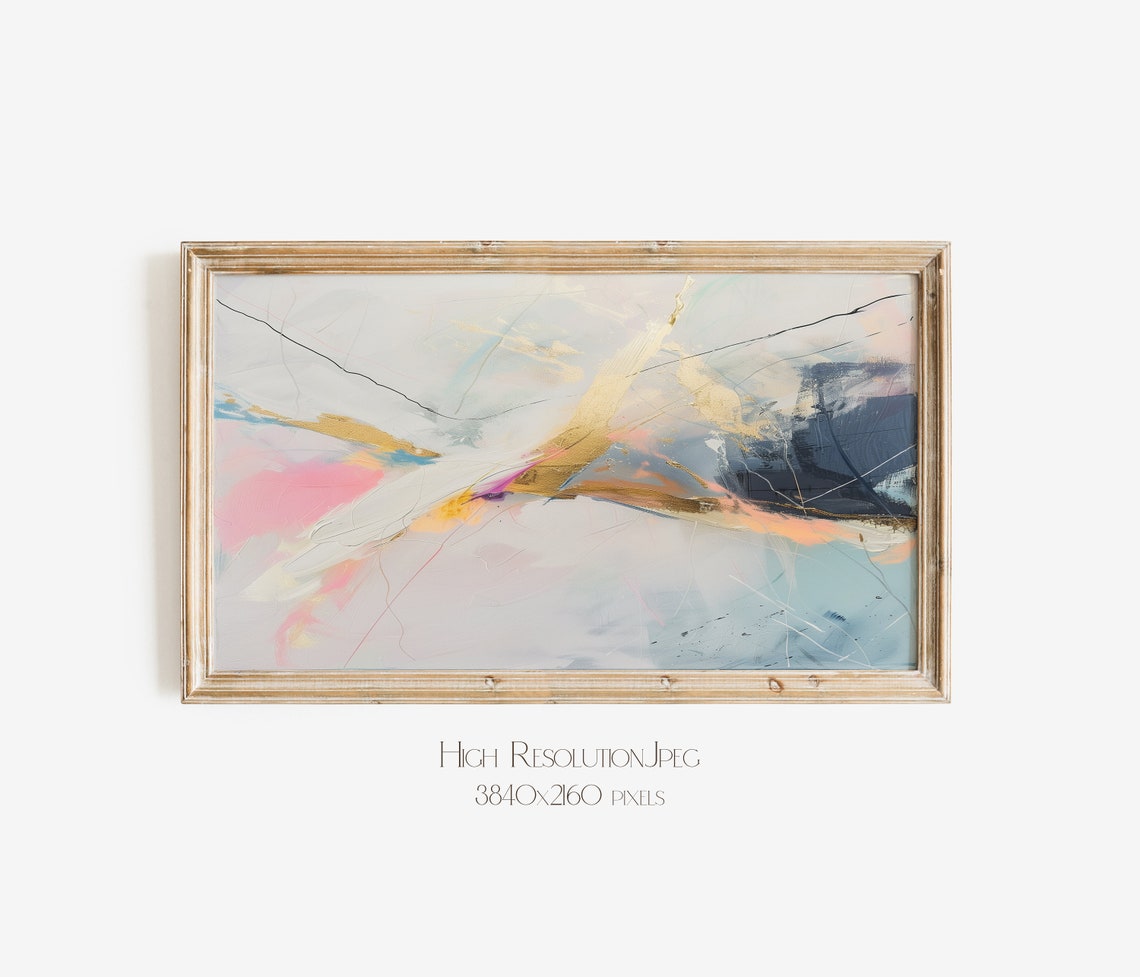 Gold Pink Marble Abstract Painting Modern Entryway Wall Art Poster - Image 3