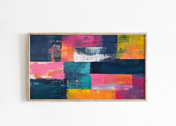 Abstract Frame Tv Art Art For Frame Tv Summer Abstract Oil Painting Pink Orange Abstract Art 032