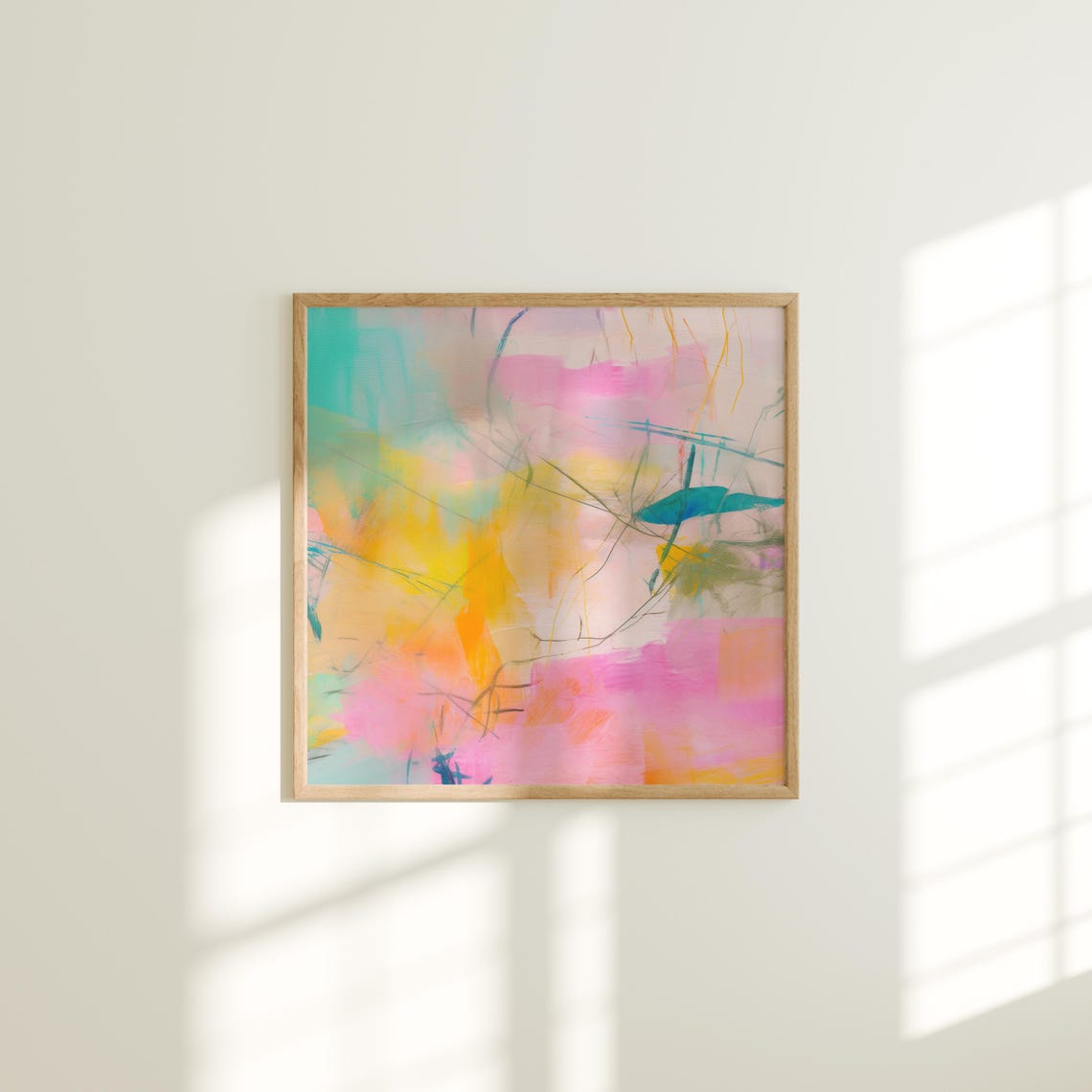 Bright Pink Orange Yellow Bold Large Abstract Modern Canvas Wall Art - Image 5