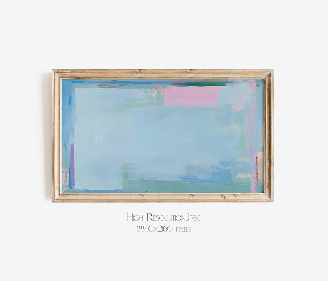 Soft Blue Green Abstract Painting Modern Living Room Wall Art Poster - Image 3