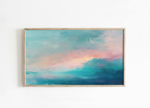 Abstract Frame Tv Art Art For Frame Tv Summer Abstract Oil Painting Pink Cloud Abstract Art 017